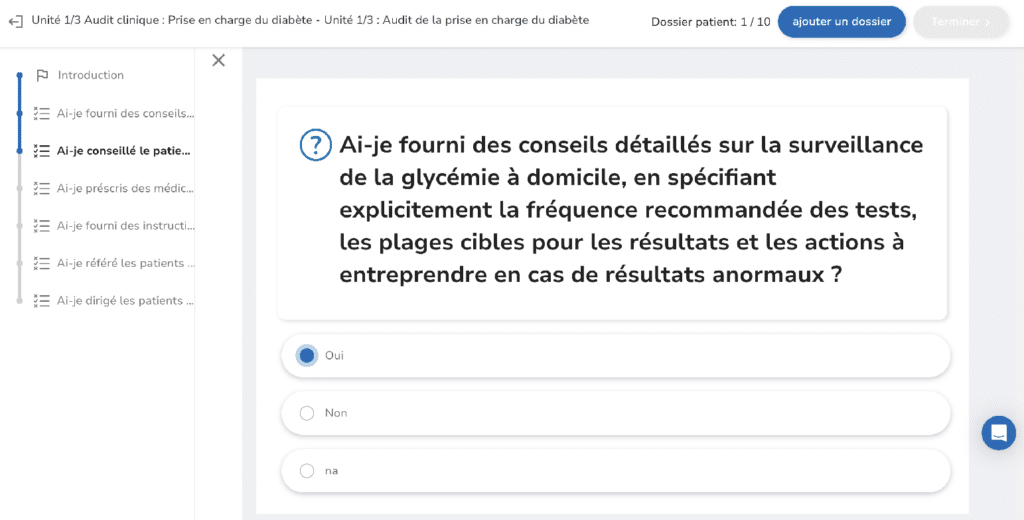 Le module Audit clinique conforme aux exigences de l'ANDPC sur Dokeos LMS