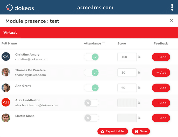 Module Presence Screen